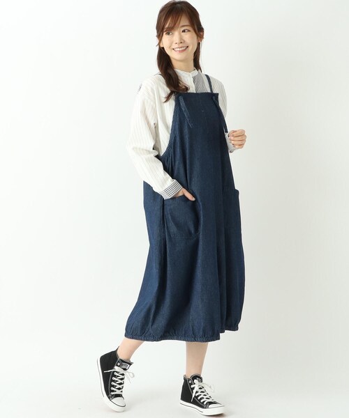 one'sterrace（ワンズテラス）の「デニム 裾バルーンエプロン ワンピース（ワンピース・レディース・ネイビー系5/ブルー系その他7・02）」の13枚目の写真