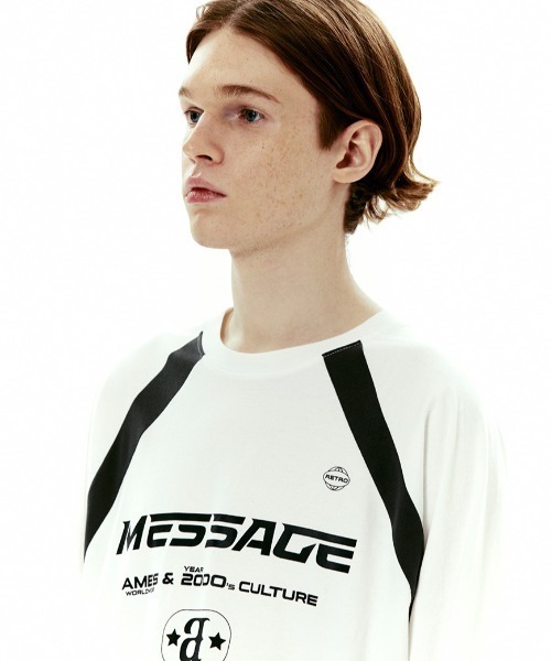 AMESWORLDWIDE（アメスワールドワイド）の「A'GEM/9 × .kom『AMES WORLDWIDE/アメスワールドワイド』MESSAGE LOGO RAGLAN LS TEE/メッセージロゴラグランロングスリーブ（Tシャツ/カットソー・メンズ・ブラック/ホワイト/ネイビー/チャコールグレー・M/L）」の21枚目の写真