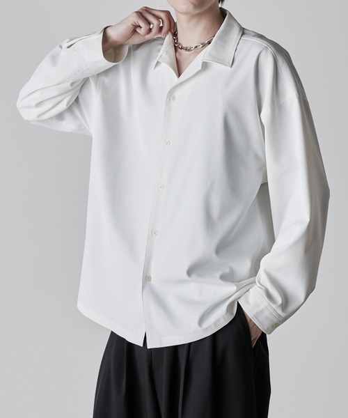 CIASENSE（シアセンス）の「2way長袖とろみオープン/レギュラーカラーシャツ/2way long sleeve open/regular collar shirt（シャツ/ブラウス・メンズ・ブラック/ホワイト/ブルー系1・M/L）」の4枚目の写真