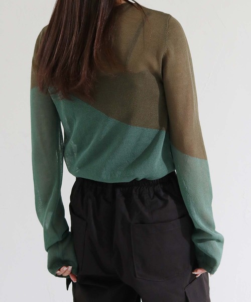 cheriella（シェリエラ）の「【cheriella】WEB限定シアーインターシャニット新色追加（ニット/セーター・レディース・オレンジ/パープル/ネイビー/カーキ/グレイッシュベージュ/ブラック・M）」の10枚目の写真