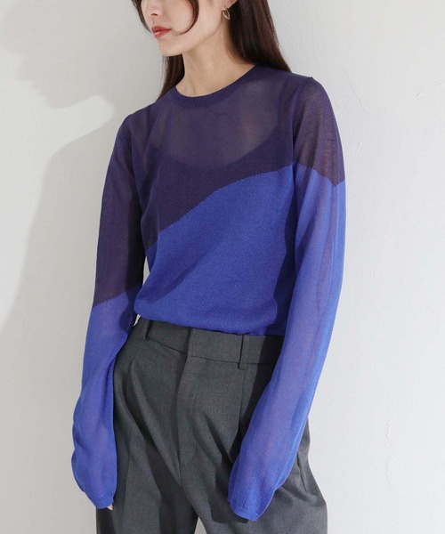 cheriella（シェリエラ）の「【cheriella】WEB限定シアーインターシャニット新色追加（ニット/セーター・レディース・オレンジ/パープル/ネイビー/カーキ/グレイッシュベージュ/ブラック・M）」の17枚目の写真