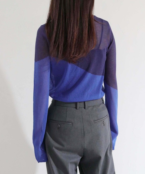 cheriella（シェリエラ）の「【cheriella】WEB限定シアーインターシャニット新色追加（ニット/セーター・レディース・オレンジ/パープル/ネイビー/カーキ/グレイッシュベージュ/ブラック・M）」の20枚目の写真