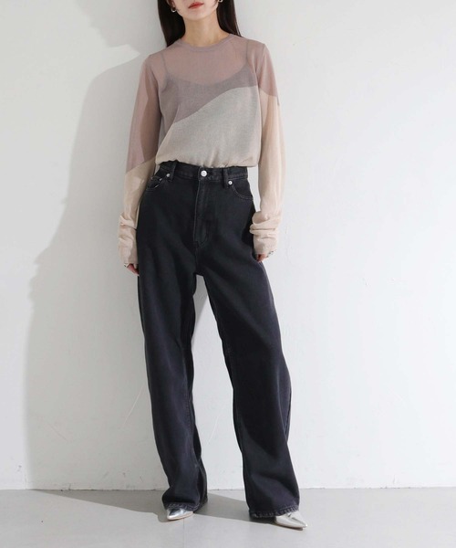 cheriella（シェリエラ）の「【cheriella】WEB限定シアーインターシャニット新色追加（ニット/セーター・レディース・オレンジ/パープル/ネイビー/カーキ/グレイッシュベージュ/ブラック・M）」の8枚目の写真