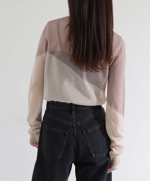 cheriella（シェリエラ）の「【cheriella】WEB限定シアーインターシャニット新色追加（ニット/セーター・レディース・オレンジ/パープル/ネイビー/カーキ/グレイッシュベージュ/ブラック・M）」の7枚目の写真