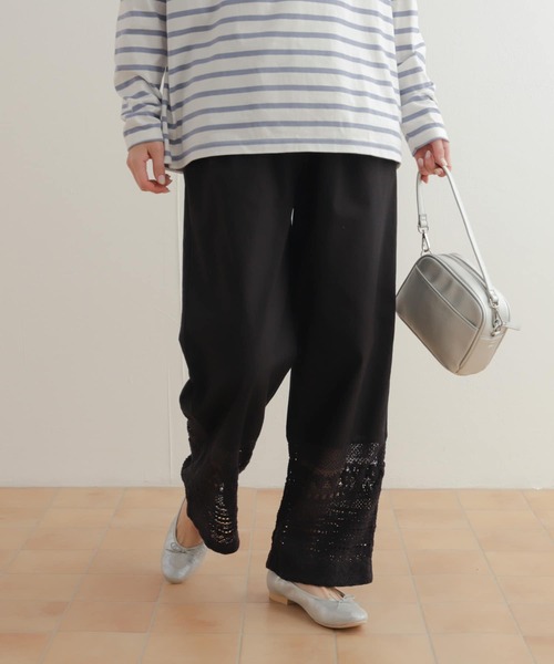 パンツセットアップ　アーバンリサーチドアーズ　半袖　ブラック セットアップ 2点セット ビッグシルエットオープンカラー半袖シャツ