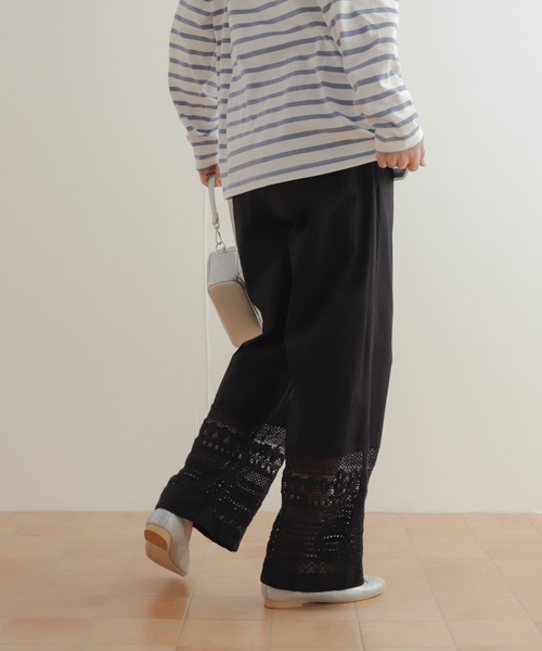 URBAN RESEARCH DOORS（アーバンリサーチドアーズ）の「『セットアップ対応』レースドッキングイージーパンツ（その他パンツ・レディース・オフホワイト/ブラック・MEDIUM）」の20枚目の写真