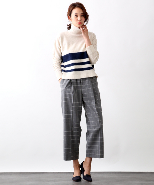 MYSELF ABAHOUSE（マイセルフアバハウス）の「イージーワイドPt（スラックス・レディース・ホワイト/ネイビー・S/M）」の12枚目の写真