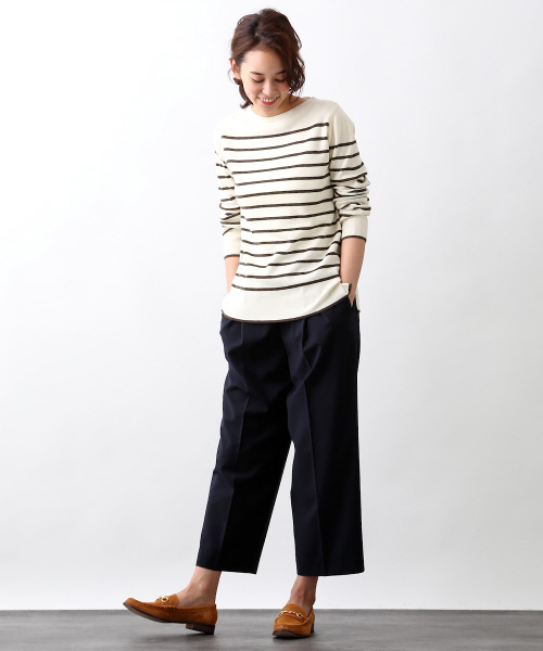 MYSELF ABAHOUSE（マイセルフアバハウス）の「イージーワイドPt（スラックス・レディース・ホワイト/ネイビー・S/M）」の14枚目の写真