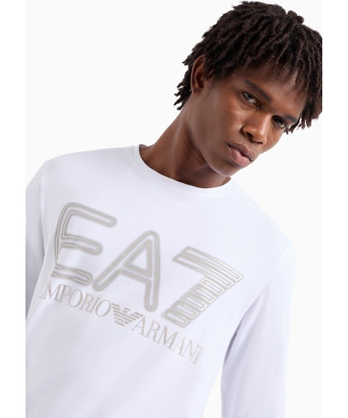 EMPORIO ARMANI EA7（エンポリオアルマーニイーエーセブン）の「【エンポリオ アルマーニ EA7】Logo Series 長袖Tシャツ ストレッチコットン（Tシャツ/カットソー・メンズ・ブラック系その他/ホワイト・LARGE/MEDIUM/SMALL/X-LARGE/X-SMALL/XX-LARGE）」の8枚目の写真