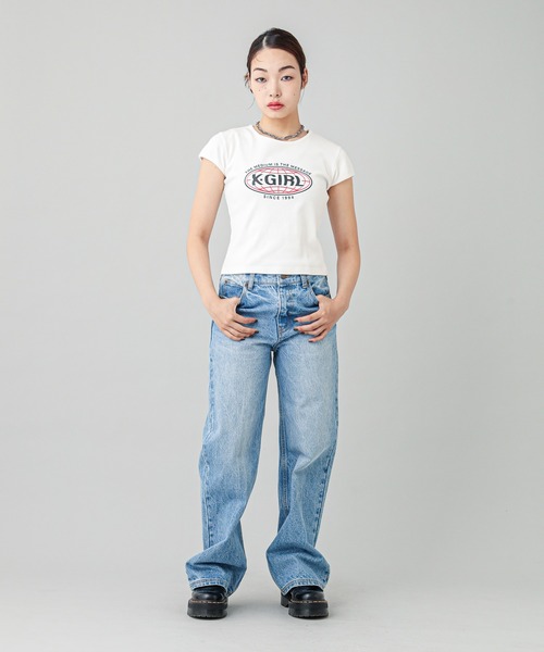 X-girl（エックスガール）の「SPHERE LOGO S/S BABY TEE（Tシャツ/カットソー・レディース・ブラック/ホワイト・S/M）」の16枚目の写真