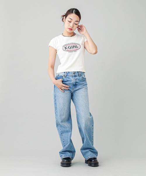 X-girl（エックスガール）の「SPHERE LOGO S/S BABY TEE（Tシャツ/カットソー・レディース・ブラック/ホワイト・S/M）」の17枚目の写真