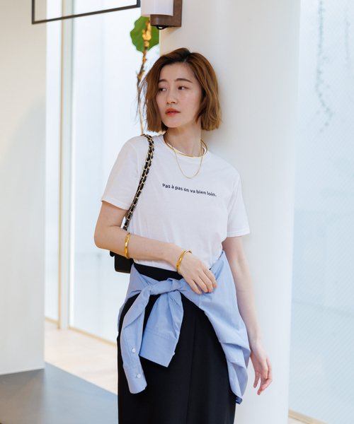 Rouge vif Anna(ルージュヴィフアンナ)の「ロゴコンパクトTシャツ(Tシャツ/カットソー・レディース・ピンク/チャコールグレー・フリー)」の4枚目の写真