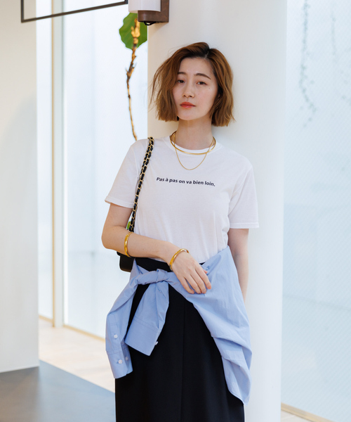 Rouge vif Anna(ルージュヴィフアンナ)の「ロゴコンパクトTシャツ(Tシャツ/カットソー・レディース・ピンク/チャコールグレー・フリー)」の5枚目の写真