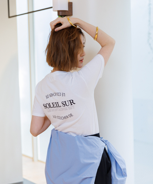 Rouge vif Anna(ルージュヴィフアンナ)の「ロゴコンパクトTシャツ(Tシャツ/カットソー・レディース・ピンク/チャコールグレー・フリー)」の6枚目の写真