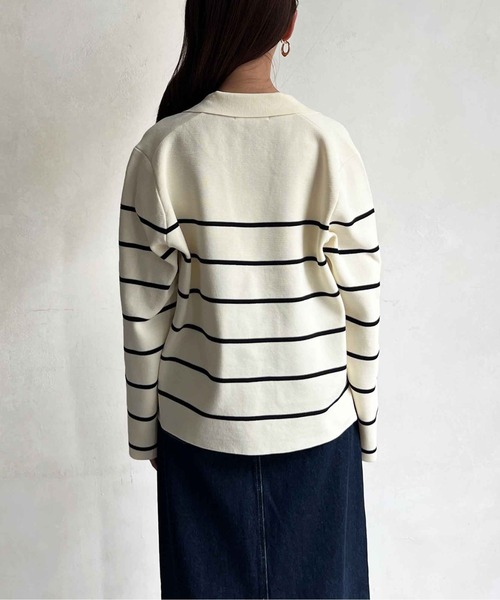 Chez toi（シェトワ）の「軽量ミラノリブニットテーラードジャケット（テーラードジャケット・レディース・ネイビー/オフホワイト・FREE）」の21枚目の写真