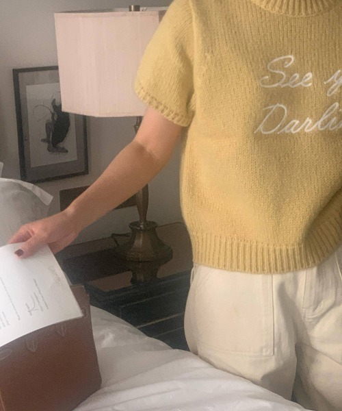 deux amour（ドゥーザムール）の「メッセージロゴ半袖クルーネックニット（ニット/セーター・レディース・アイボリー/イエロー/ブルー・FREE）」の10枚目の写真