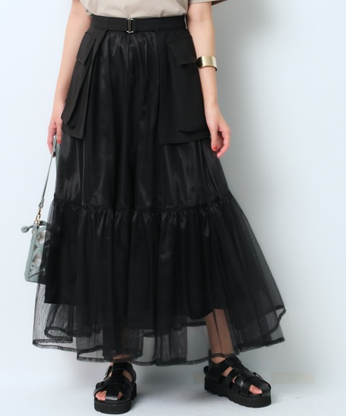 JUSGLITTY（ジャスグリッティー）の「ワークベルト付チュールスカート 
