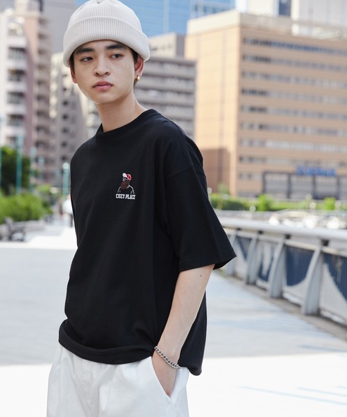 WEGO(ウィゴー)の「WEGO/ヒゲサガラ刺繍Tシャツ(Tシャツ/カットソー・メンズ・ホワイト/ブラック/ダークグリーン・MEDIUM/LARGE)」の2枚目の写真