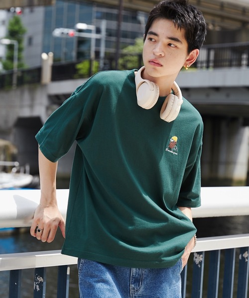 WEGO(ウィゴー)の「WEGO/ヒゲサガラ刺繍Tシャツ(Tシャツ/カットソー・メンズ・ホワイト/ブラック/ダークグリーン・MEDIUM/LARGE)」の3枚目の写真