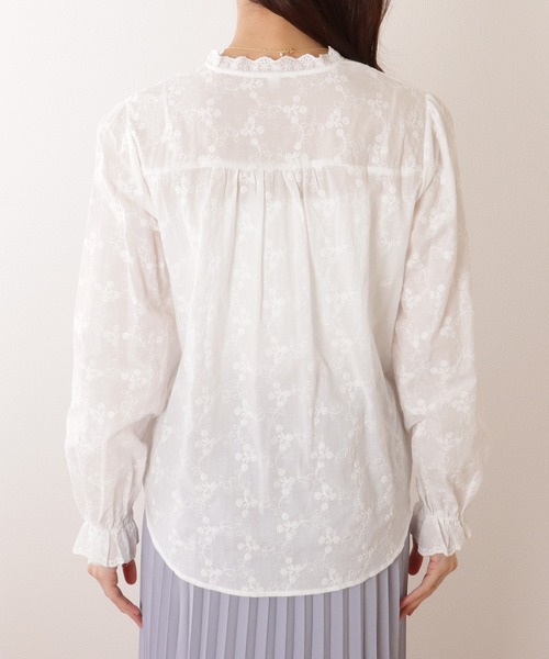 入手困難✨ プラダ 現行タグ レース フリル トップス ブラウス コットン 白色 新品タグ付 OPAQUE.CLIP コットンレースフリルブラウス カーキ