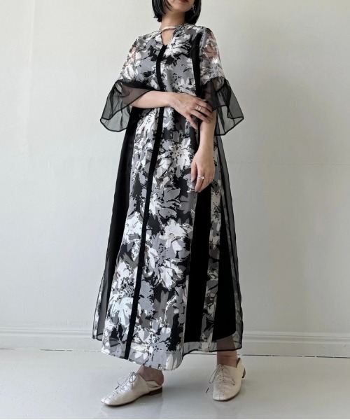 sheer flower organdy patchwork OP（ワンピース）｜WILLFULLY