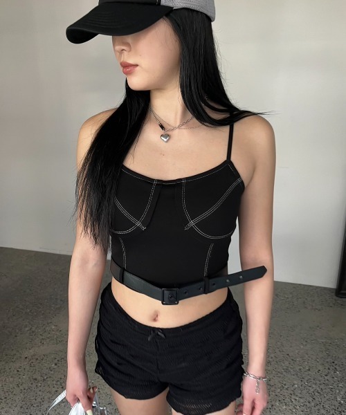 BLONDEY（ブロンディ）の「ベルト付きキャミソール（カップ付き）（キャミソール・レディース・ブラック/チャコールグレー/ブラウン/ホワイト・FREE）」の21枚目の写真