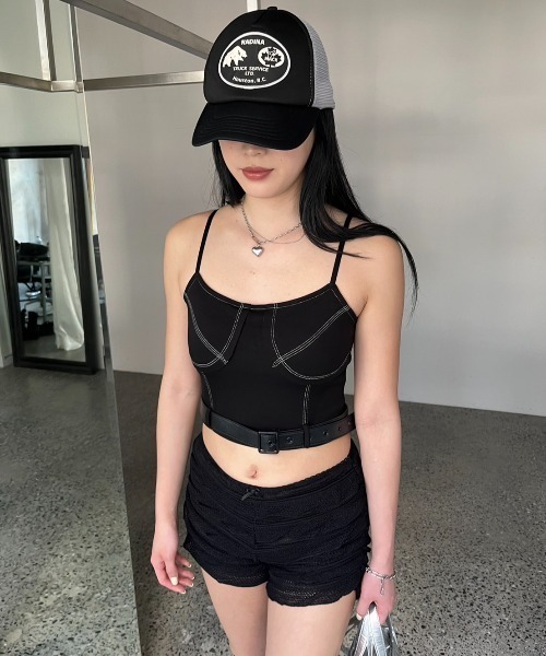 BLONDEY（ブロンディ）の「ベルト付きキャミソール（カップ付き）（キャミソール・レディース・ブラック/チャコールグレー/ブラウン/ホワイト・FREE）」の15枚目の写真