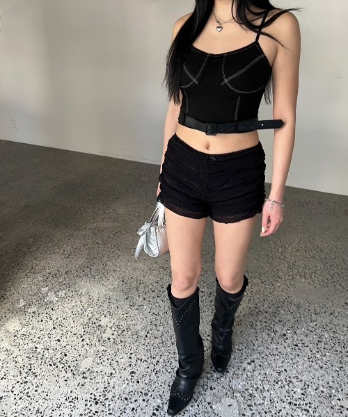 BLONDEY（ブロンディ）の「ベルト付きキャミソール（カップ付き）（キャミソール・レディース・ブラック/チャコールグレー/ブラウン/ホワイト・FREE）」の17枚目の写真