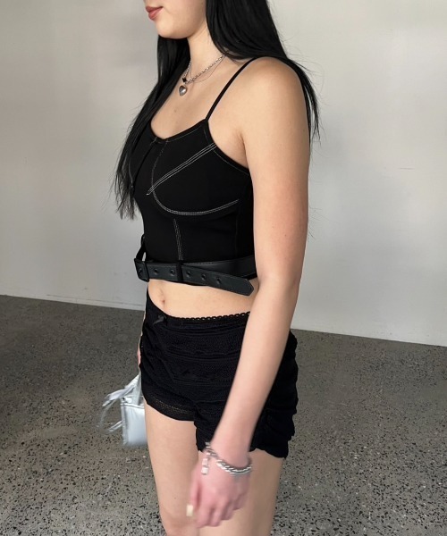 BLONDEY（ブロンディ）の「ベルト付きキャミソール（カップ付き）（キャミソール・レディース・ブラック/チャコールグレー/ブラウン/ホワイト・FREE）」の22枚目の写真