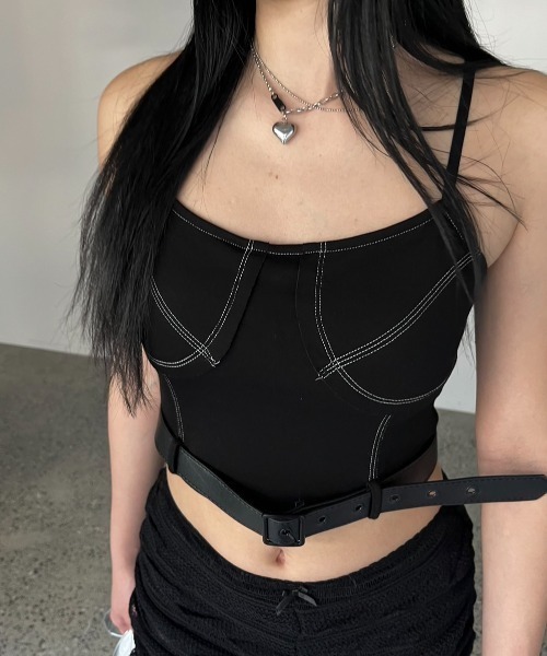 BLONDEY（ブロンディ）の「ベルト付きキャミソール（カップ付き）（キャミソール・レディース・ブラック/チャコールグレー/ブラウン/ホワイト・FREE）」の20枚目の写真