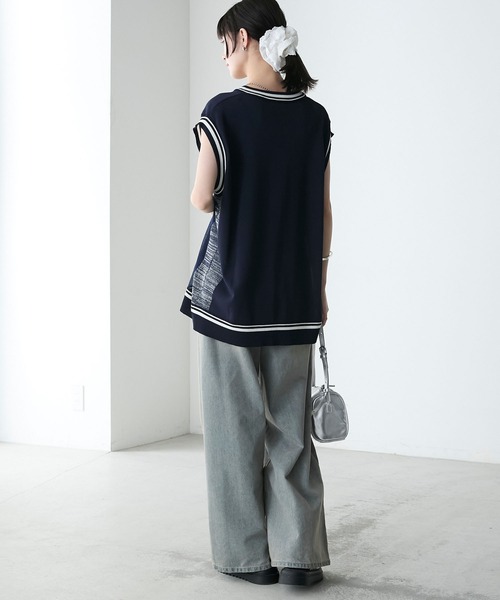 forksy.】シアー切り替えラインニットベスト forksy.│MONO-MART