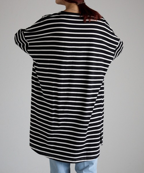 Fizz（フィズ）の「【Fizz/フィズ】　細ボーダーチュニック（チュニック・レディース・ホワイト×ネイビー/ホワイト系その他/ホワイト×ブラック・M）」の4枚目の写真