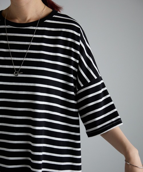 Fizz（フィズ）の「【Fizz/フィズ】　細ボーダーチュニック（チュニック・レディース・ホワイト×ネイビー/ホワイト系その他/ホワイト×ブラック・M）」の5枚目の写真