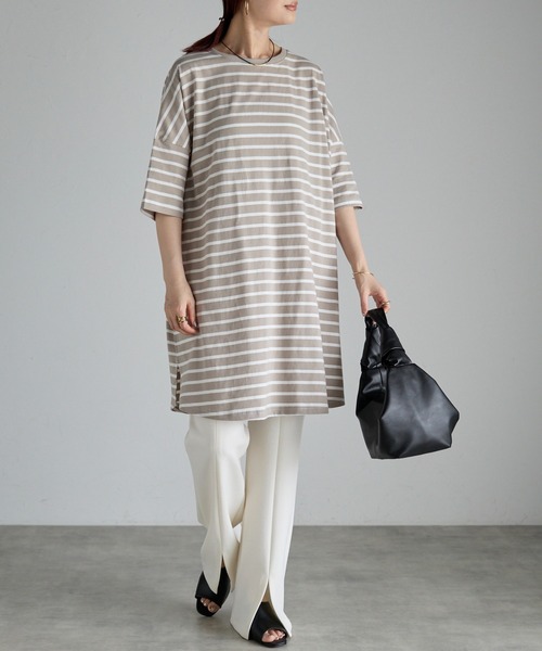 Fizz（フィズ）の「【Fizz/フィズ】　細ボーダーチュニック（チュニック・レディース・ホワイト×ネイビー/ホワイト系その他/ホワイト×ブラック・M）」の6枚目の写真