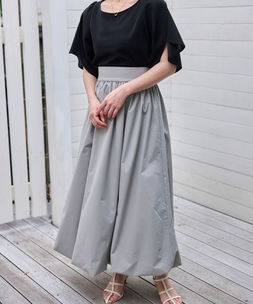 mysty woman（ミスティウーマン）の「チューリップスリーブプルオーバー　128889（Tシャツ/カットソー・レディース・ブラック/オフホワイト/ピンク・FREE）」の7枚目の写真