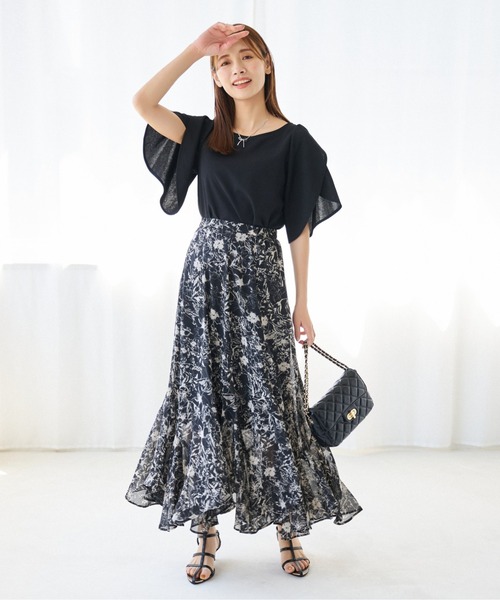 mysty woman（ミスティウーマン）の「チューリップスリーブプルオーバー　128889（Tシャツ/カットソー・レディース・ブラック/オフホワイト/ピンク・FREE）」の22枚目の写真