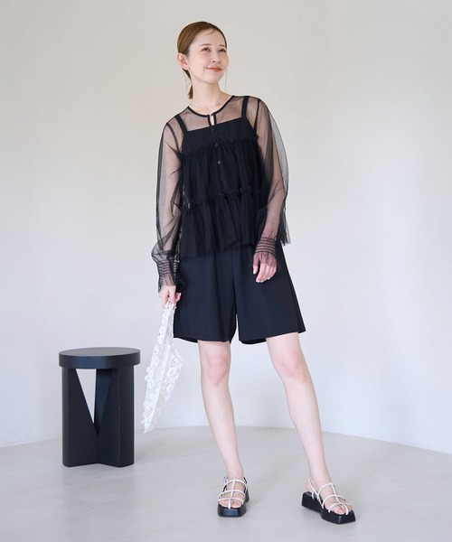 ROPE' PICNIC（ロペピクニック）の「チュールフリルカーディガン（カーディガン/ボレロ・レディース・ブラック/ブラウン/キナリ・38）」の5枚目の写真