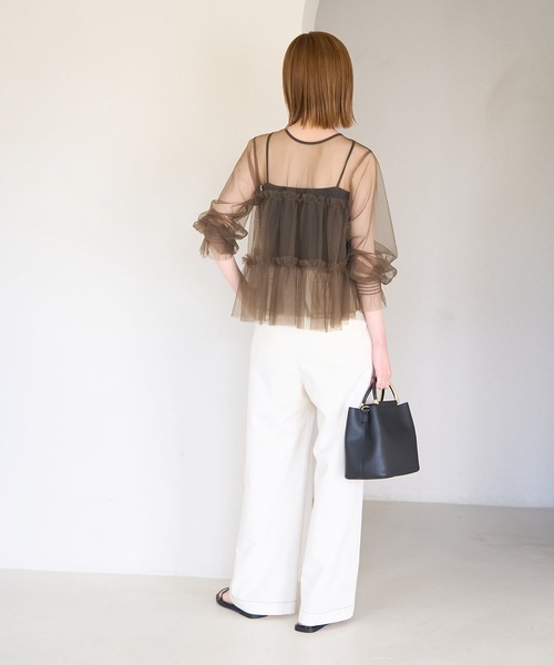 ROPE' PICNIC（ロペピクニック）の「チュールフリルカーディガン（カーディガン/ボレロ・レディース・ブラック/ブラウン/キナリ・38）」の15枚目の写真