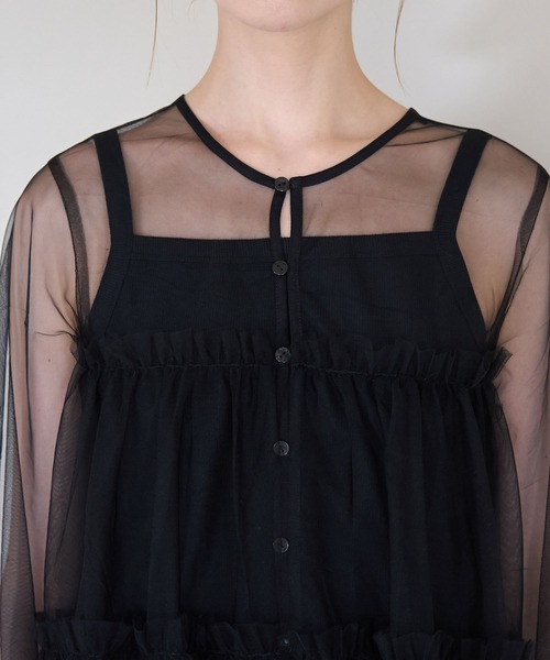 ROPE' PICNIC（ロペピクニック）の「チュールフリルカーディガン（カーディガン/ボレロ・レディース・ブラック/ブラウン/キナリ・38）」の22枚目の写真