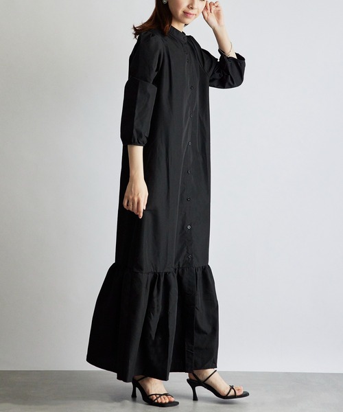 SETUP7（セットアップセブン）の「【SETUP7】マーメイドフレアロングシャツワンピース SCCH565　七分丈　ロング丈（シャツワンピース・レディース・ブラック/グリーン/ブラウン・FREE）」の21枚目の写真