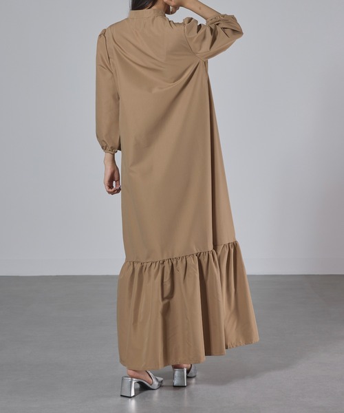 SETUP7（セットアップセブン）の「【SETUP7】マーメイドフレアロングシャツワンピース SCCH565　七分丈　ロング丈（シャツワンピース・レディース・ブラック/グリーン/ブラウン・FREE）」の7枚目の写真