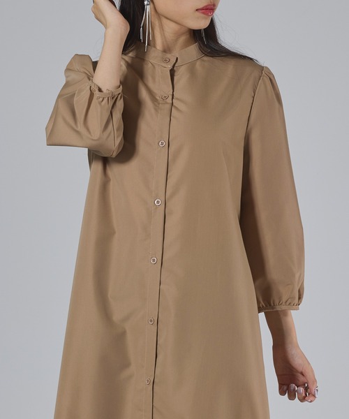 SETUP7（セットアップセブン）の「【SETUP7】マーメイドフレアロングシャツワンピース SCCH565　七分丈　ロング丈（シャツワンピース・レディース・ブラック/グリーン/ブラウン・FREE）」の9枚目の写真