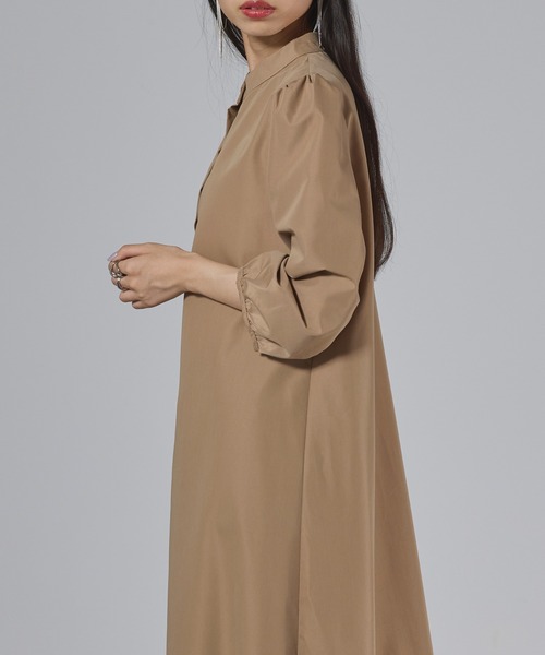 SETUP7（セットアップセブン）の「【SETUP7】マーメイドフレアロングシャツワンピース SCCH565　七分丈　ロング丈（シャツワンピース・レディース・ブラック/グリーン/ブラウン・FREE）」の10枚目の写真