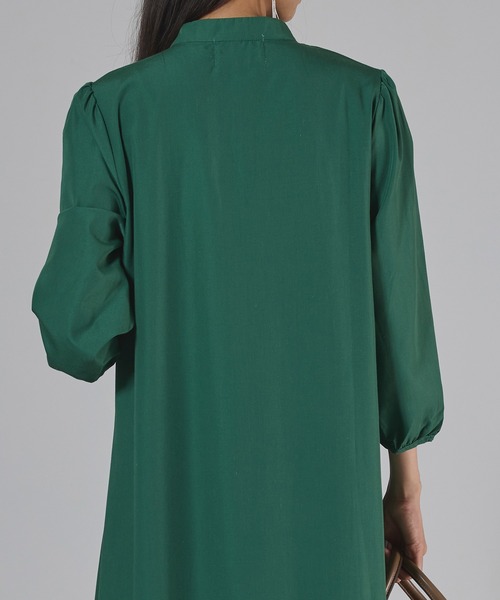 SETUP7（セットアップセブン）の「【SETUP7】マーメイドフレアロングシャツワンピース SCCH565　七分丈　ロング丈（シャツワンピース・レディース・ブラック/グリーン/ブラウン・FREE）」の18枚目の写真