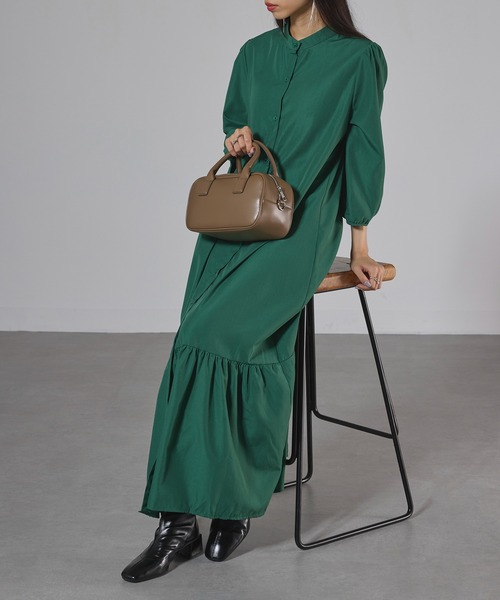 SETUP7（セットアップセブン）の「【SETUP7】マーメイドフレアロングシャツワンピース SCCH565　七分丈　ロング丈（シャツワンピース・レディース・ブラック/グリーン/ブラウン・FREE）」の15枚目の写真