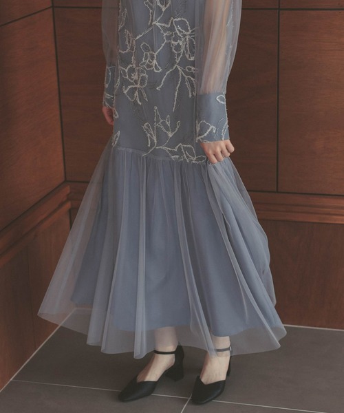 新品 DORRY DOLL フェザーフラワーチュールドレス フェザーフラワーチュールドレス 結婚式お呼ばれワンピース