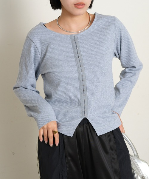 CIAOPANIC TYPY(チャオパニックティピー)の「【WEB限定】センターホックリブロンTee(Tシャツ/カットソー・レディース・グレー/オフホワイト/イエロー/ブラック/カーキ・ONE SIZE)」の15枚目の写真