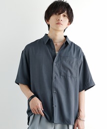 【MinoriTY】接触冷感テックリネンレギュラーカラー半袖シャツ メンズ カジュアルシャツ オーバーサイズ ビッグシルエット ルーズシルエット 夏服