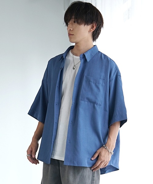 MinoriTY（マイノリティ）の「【MinoriTY】接触冷感テックリネンレギュラーカラー半袖シャツ メンズ カジュアルシャツ オーバーサイズ ビッグシルエット ルーズシルエット 夏服（シャツ/ブラウス・メンズ・ブラック/チャコール/ブラウン/ブルー・S/M/L）」の7枚目の写真