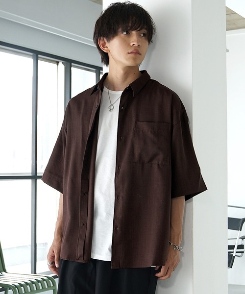 MinoriTY（マイノリティ）の「【MinoriTY】接触冷感テックリネンレギュラーカラー半袖シャツ メンズ カジュアルシャツ オーバーサイズ ビッグシルエット ルーズシルエット 夏服（シャツ/ブラウス・メンズ・ブラック/チャコール/ブラウン/ブルー・S/M/L）」の10枚目の写真